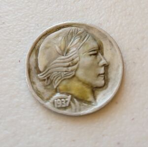 Original Rare Hobo Nickel Women Profile 1937 Coin By Ray Castro